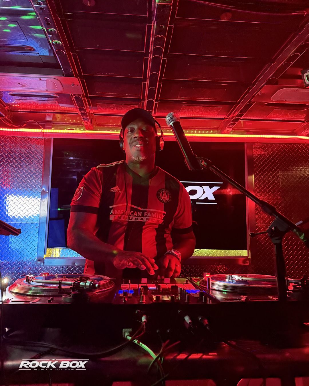The Rock Box mobile DJ van at an event