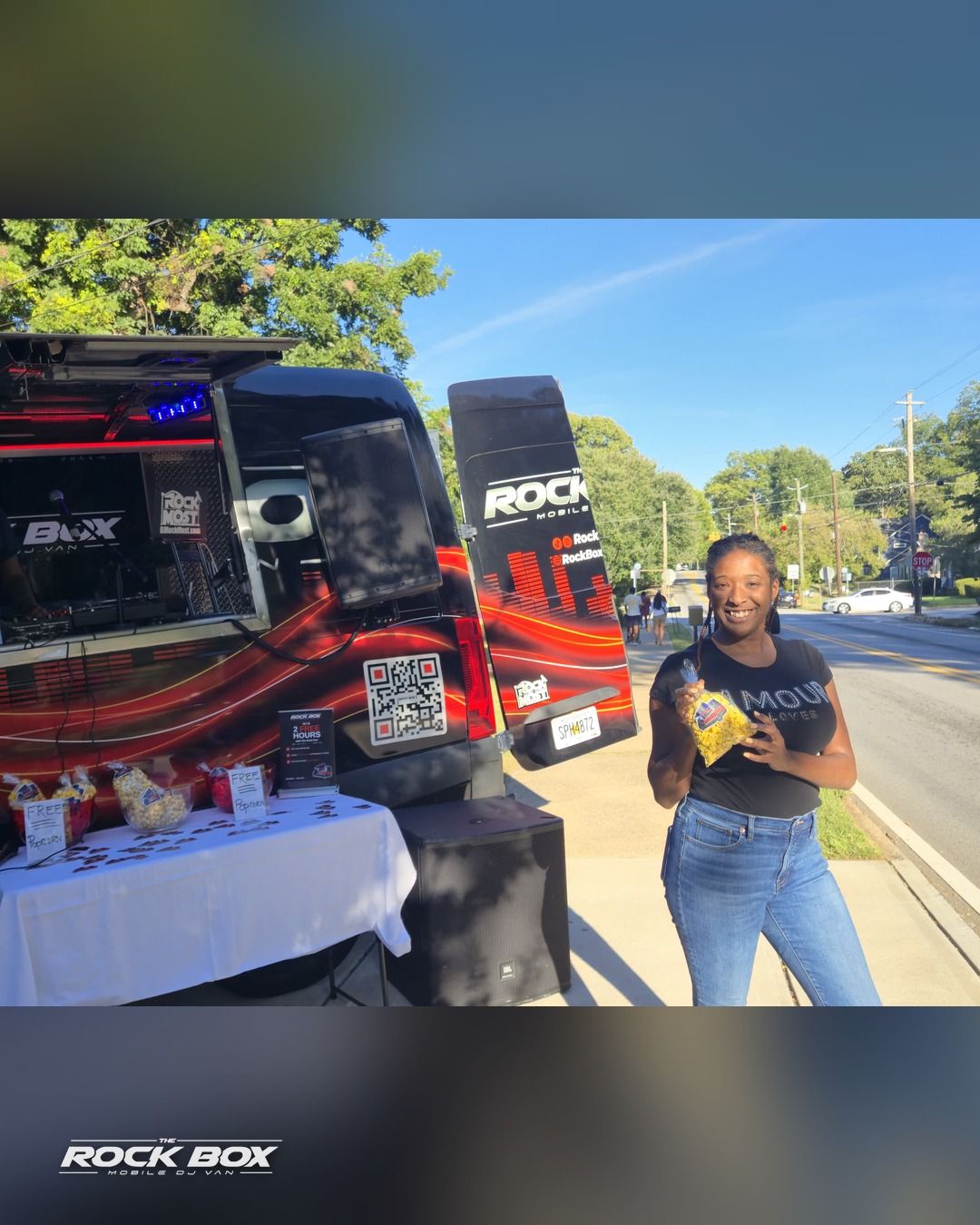 The Rock Box mobile DJ van at an event