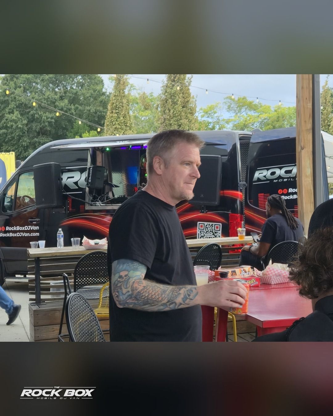 The Rock Box mobile DJ van at an event