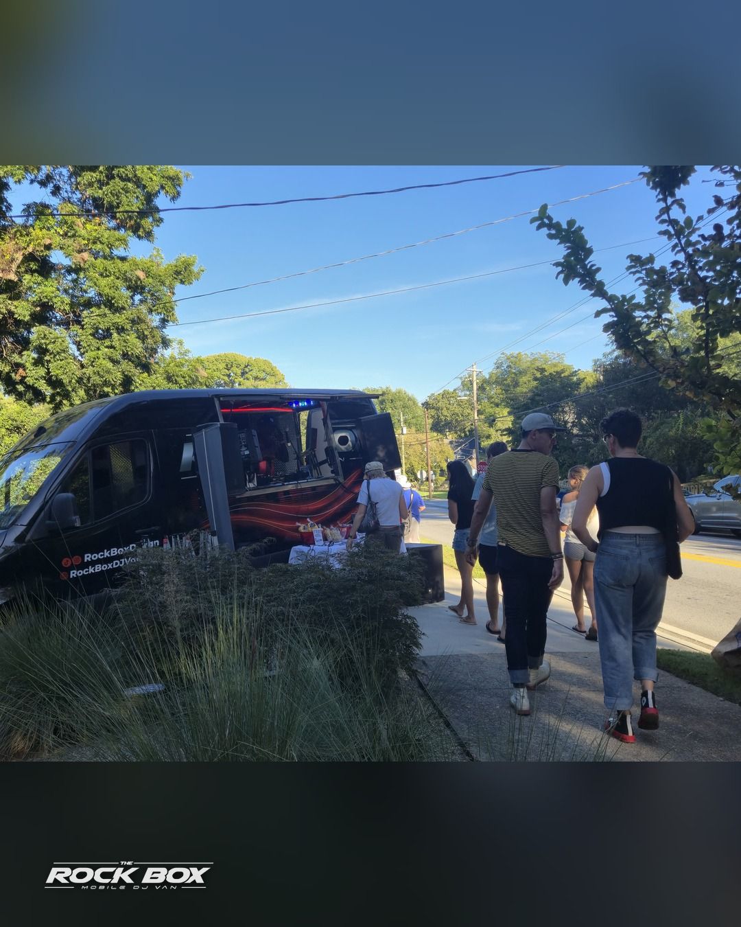 The Rock Box mobile DJ van at an event