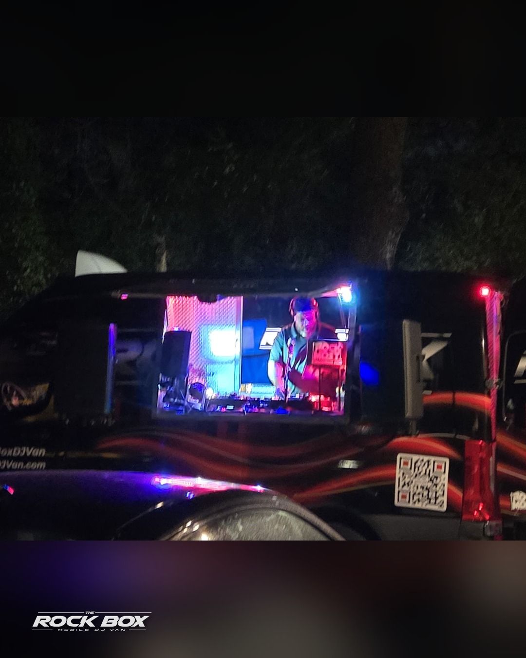 The Rock Box mobile DJ van at an event