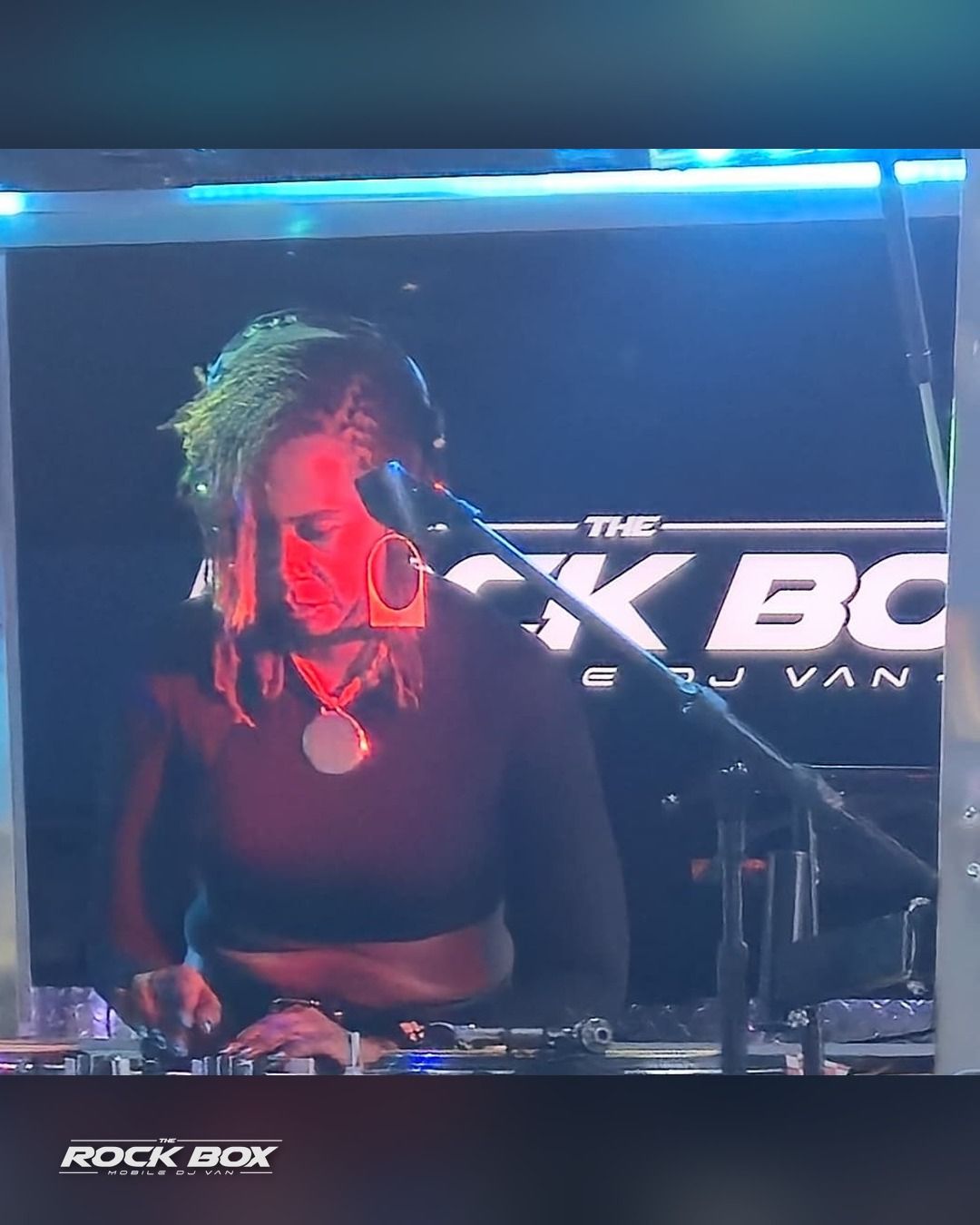 The Rock Box mobile DJ van at an event